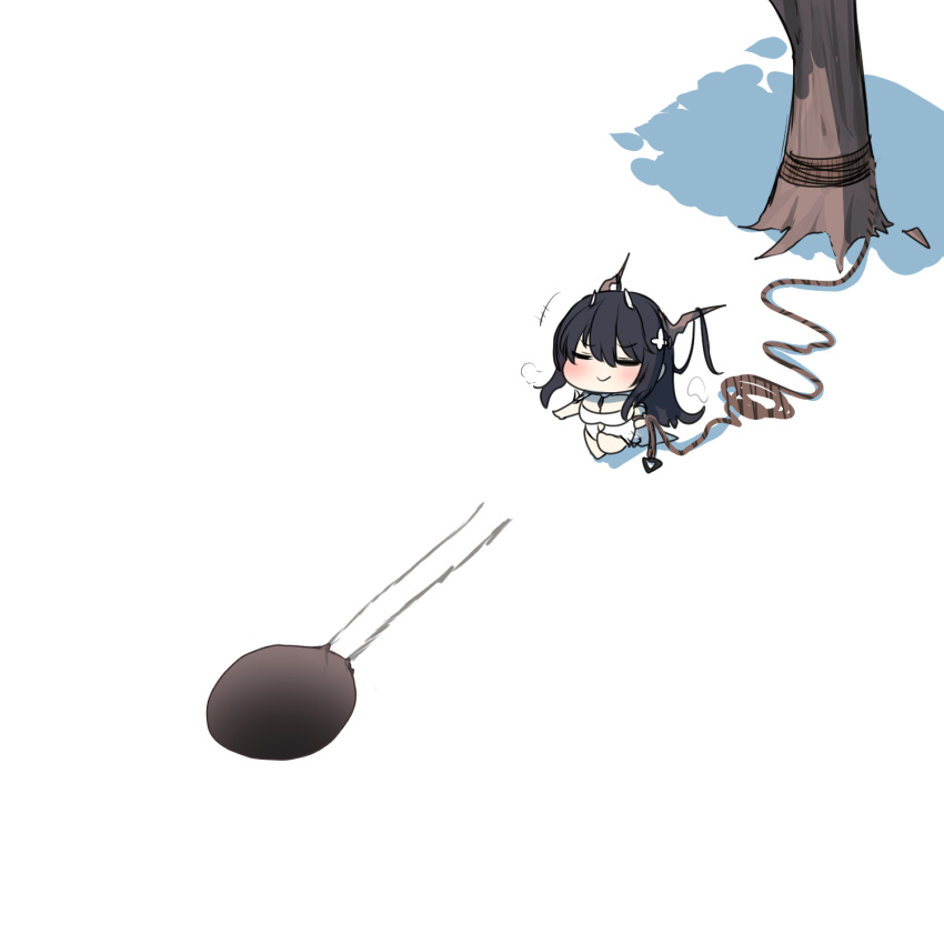 1girl, akaoni_(zumt3548), azur_lane, black_hair, blush, breasts, chibi, closed_eyes
