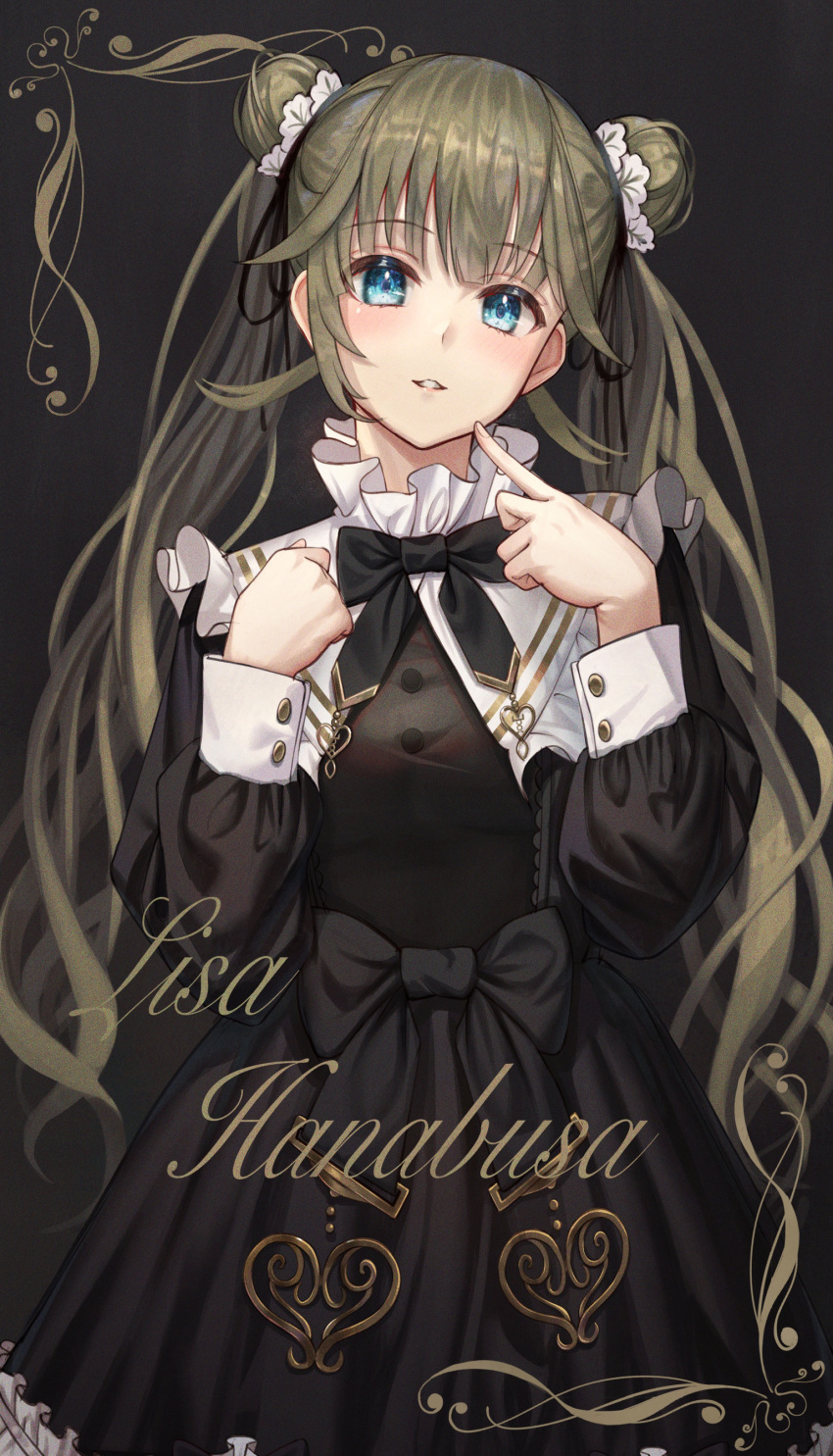 1girl, absurdres, alternate_costume, black_bow, black_bowtie, black_dress, black_ribbon, blue_eyes