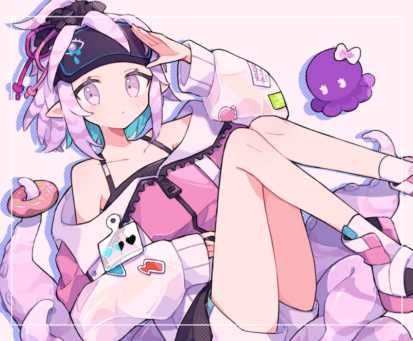 1girl, alternate_costume, alternate_hairstyle, aqua_hair, arknights, bare_legs, black_shirt, border