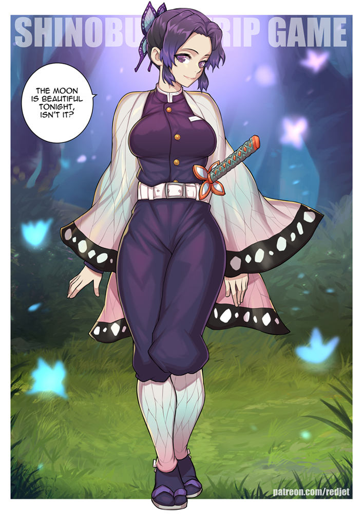 1girl, animal_print, bangs, belt, border, breasts, bug, butterfly