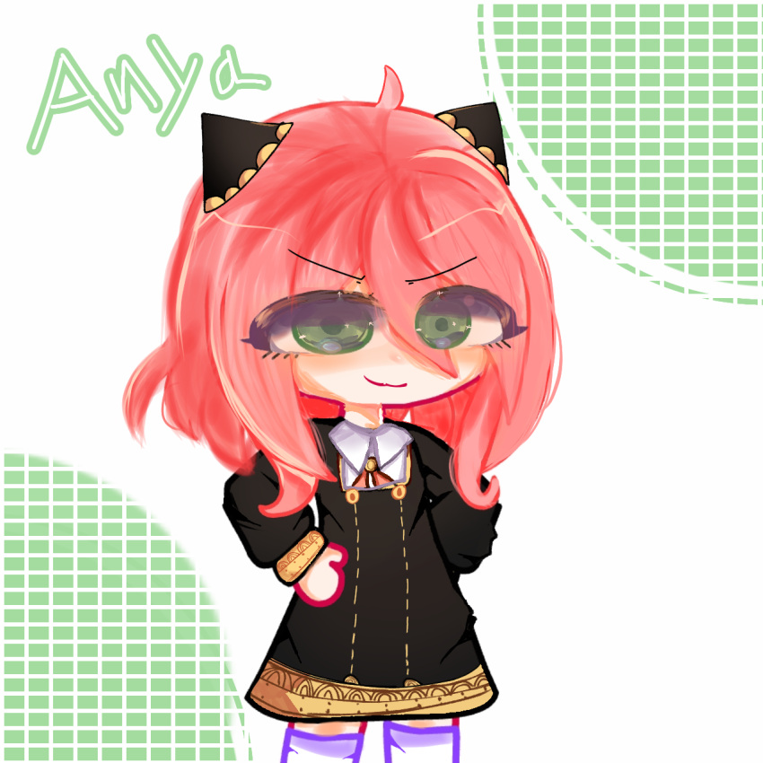 1girl, ahoge, anya_(spy_x_family), artist_request, check_copyright, collared_shirt, copyright_request, eden_academy_uniform
