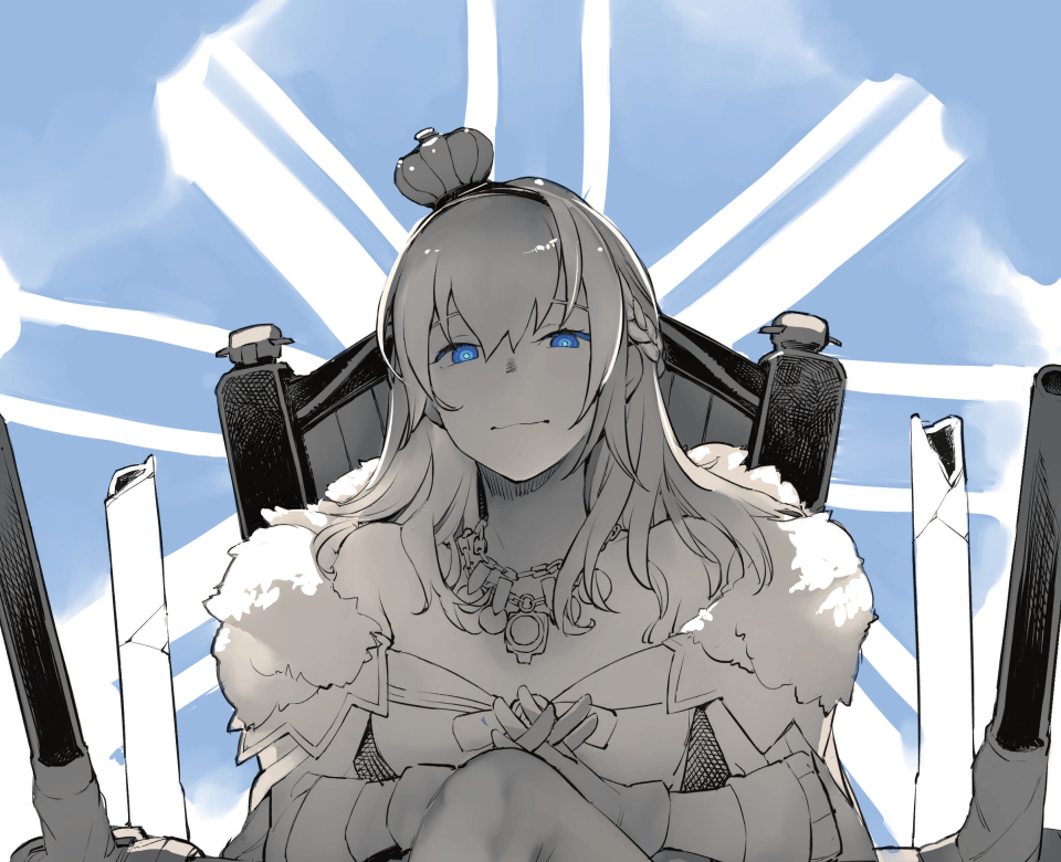 1girl, bangs, blue_background, braid, closed_mouth, commentary_request, crown, dress