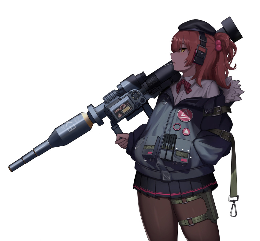1girl, beret, black_skirt, breasts, candy, cero_(last2stage), commission, earphones
