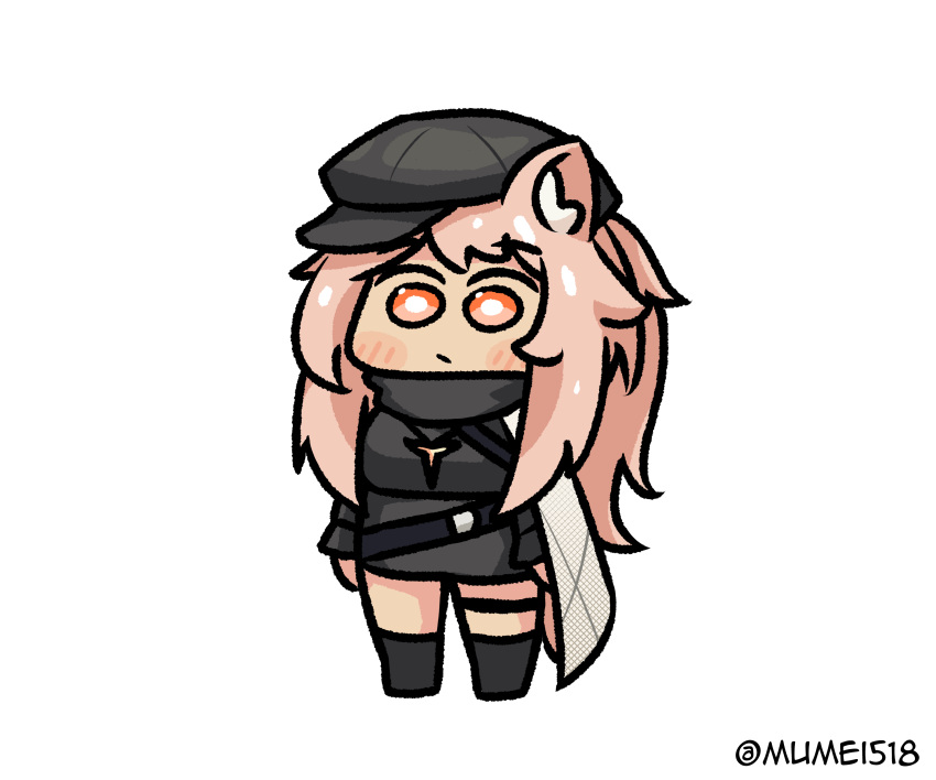1girl, absurdres, animal_ears, arknights, black_dress, black_footwear, black_headwear, boots