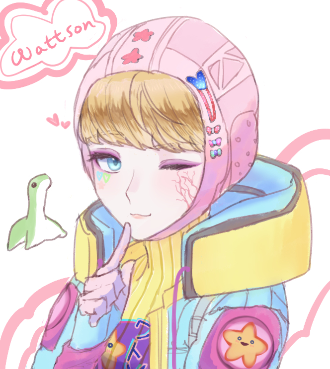 1girl, apex_legends, blue_eyes, blue_gloves, blue_jacket, bodysuit, character_name, cookie_cocoa