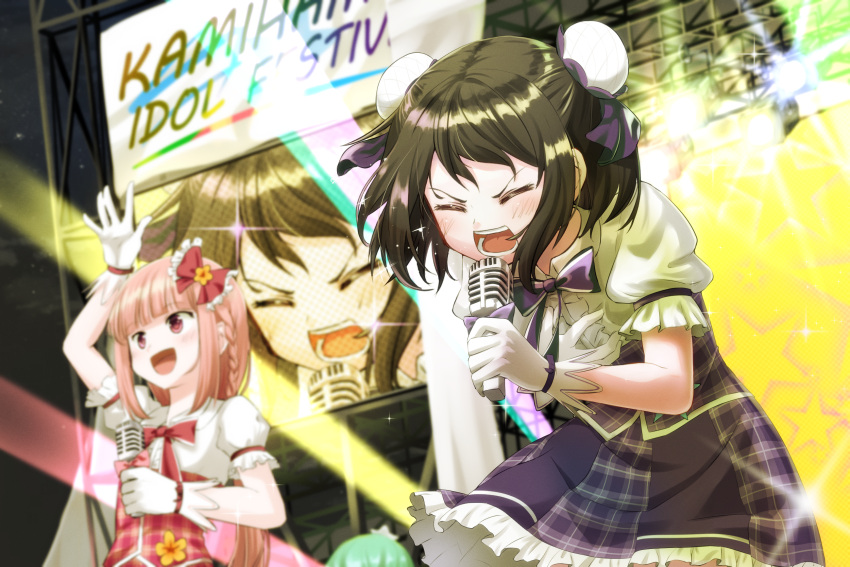 alternate_costume, bangs, black_hair, blue_bow, blunt_bangs, bow, braid, closed_eyes