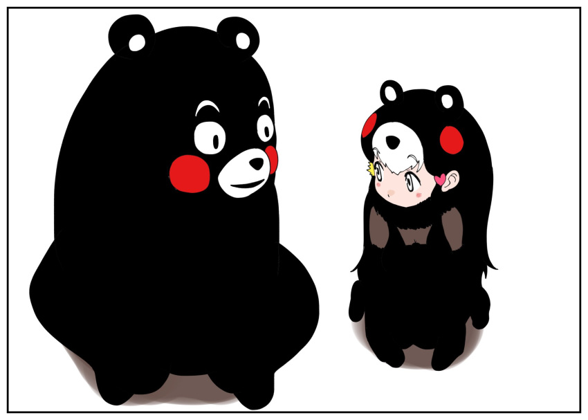 1girl, 1other, animal_ears, bear, bear_ears, bear_girl, black_dress, black_gloves