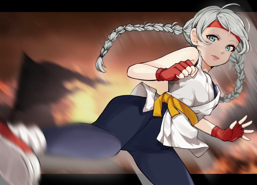 1girl, ahoge, alternate_costume, bad_source, bangs, bare_shoulders, blue_eyes, braid