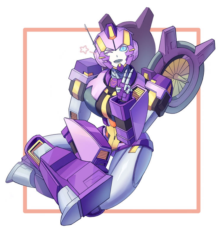 1girl, alien, blue_eyes, breasts, humanoid_robot, idw_publishing, jijing5658, looking_at_viewer