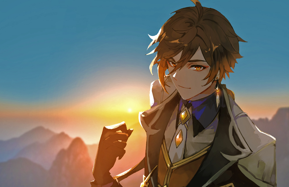 1boy, bangs, black_gloves, blliqw, brown_hair, closed_mouth, coat, commentary_request