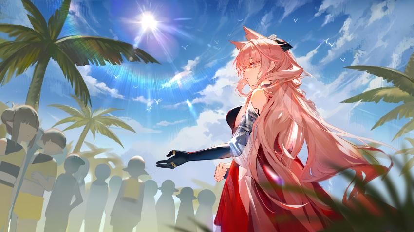 1girl, absurdres, animal_ears, arknights, bangs, bare_shoulders, extra_ears, game_cg
