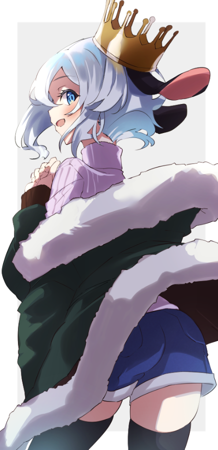 1girl, animal_ears, aogiri_koukou_game_club, bangs, black_thighhighs, blue_eyes, border, coat