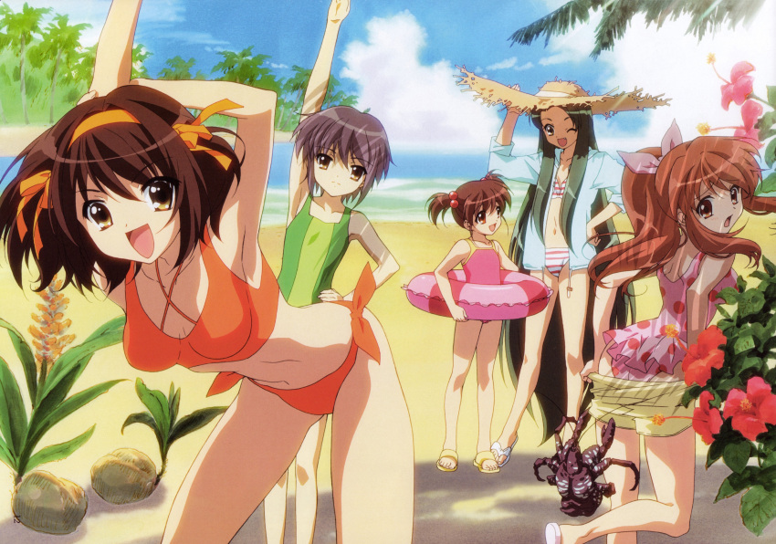asahina_mikuru, bikini, brown_hair, hairband, highres, imouto, innertube, kyon's_sister