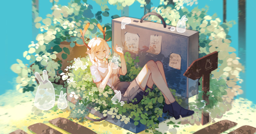 1girl, absurdres, animal_ears, deer_antlers, deer_ears, deer_girl, ghost, highres