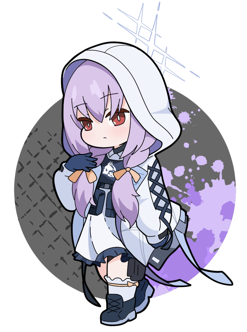 1girl, atsuko_(blue_archive), bangs, black_footwear, blue_archive, blue_gloves, chibi, closed_mouth