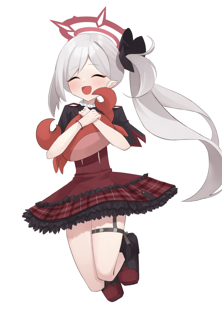 1girl, :d, absurdres, blue_archive, blush, closed_eyes, commission, commissioner_upload