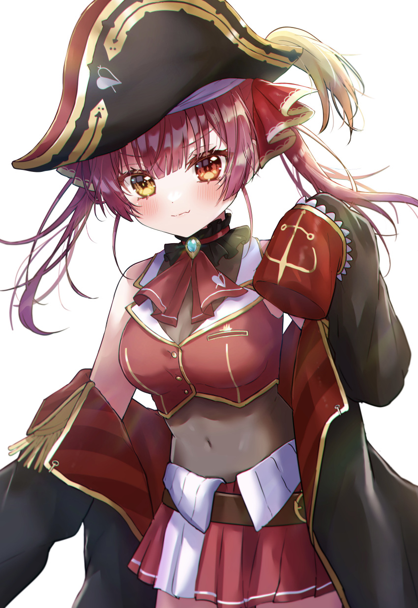 1girl, :3, absurdres, anchor_symbol, ascot, bangs, bare_shoulders, belt