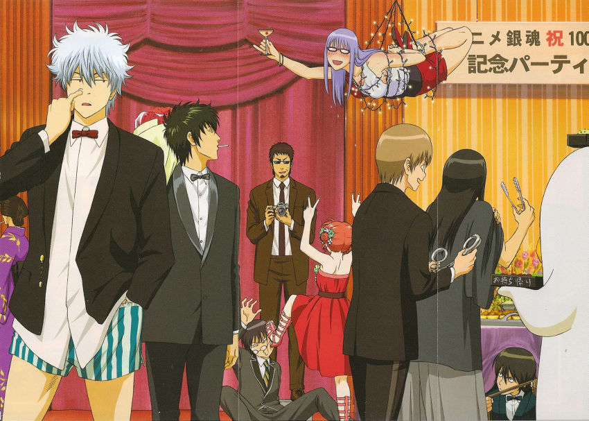 crease, elizabeth_(gintama), gintama, hasegawa_taizou, hijikata_toushirou, kagura, katsura_kotaro, okita_sougo, otose, sakata_gintoki, sarutobi_ayame_(sacchan), screening, shimura_shinpachi, yamazaki_sagaru