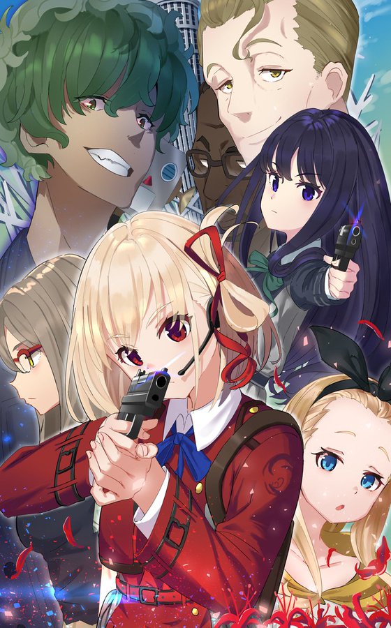 3boys, 4girls, black-framed_eyewear, black_hair, black_hairband, blonde_hair, blue_eyes, dark-skinned_male