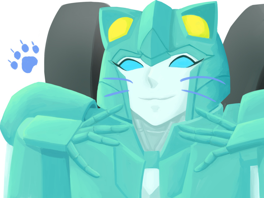 1girl, alien, animal_ears, blue_eyes, cat_ears, eyelashes, highres, humanoid_robot