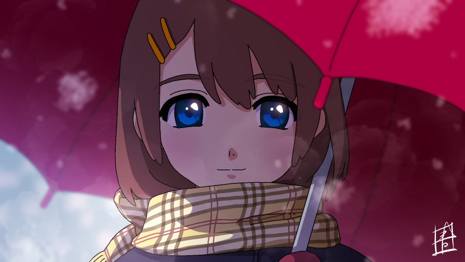 1girl, aoiyuya, bangs, blue_eyes, blush, brown_hair, hair_ornament, hairclip