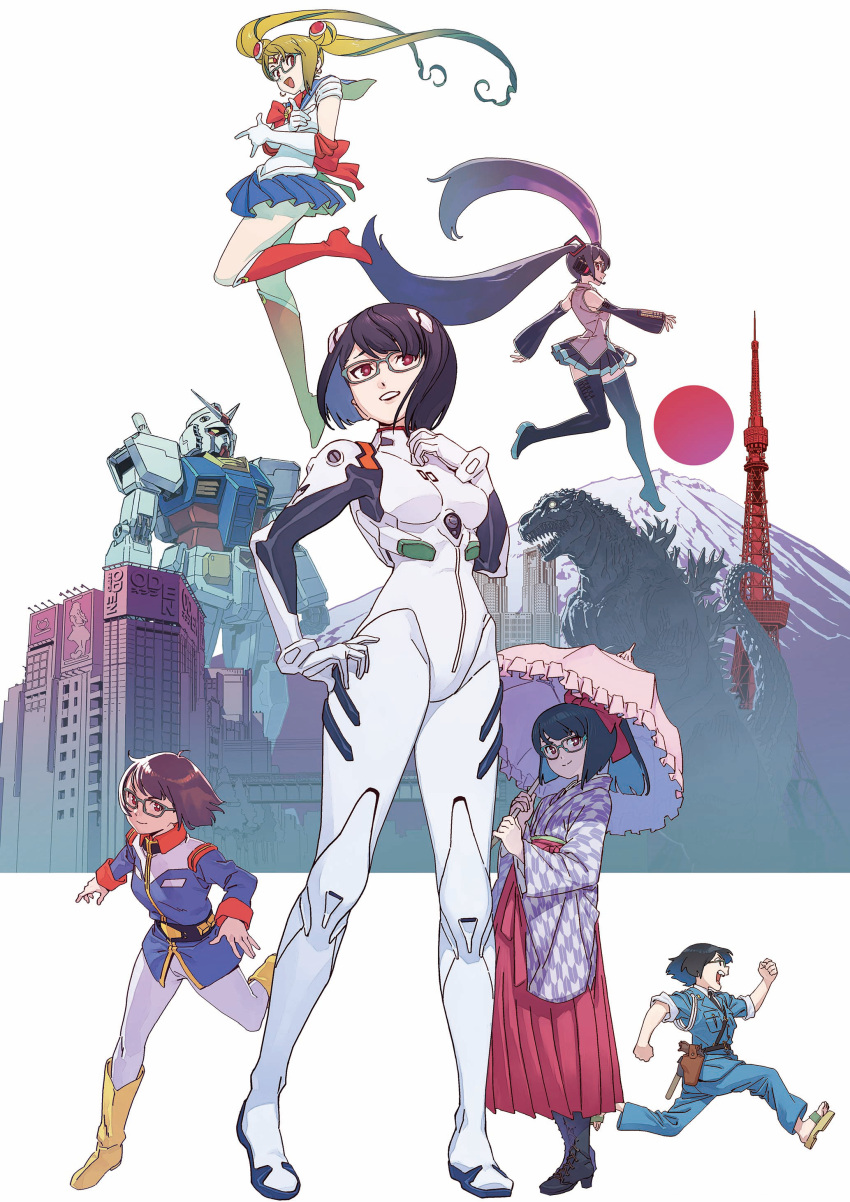 6+girls, absurdres, amuro_ray, amuro_ray_(cosplay), ayanami_rei, ayanami_rei_(cosplay), bishoujo_senshi_sailor_moon, black_hair
