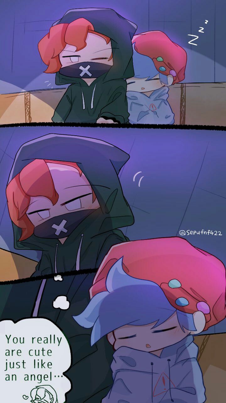 2boys, blue_hair, boyfriend_(friday_night_funkin'), friday_night_funkin', orange_hair, pico_(friday_night_funkin), sepufnf422, tagme, white_eyes