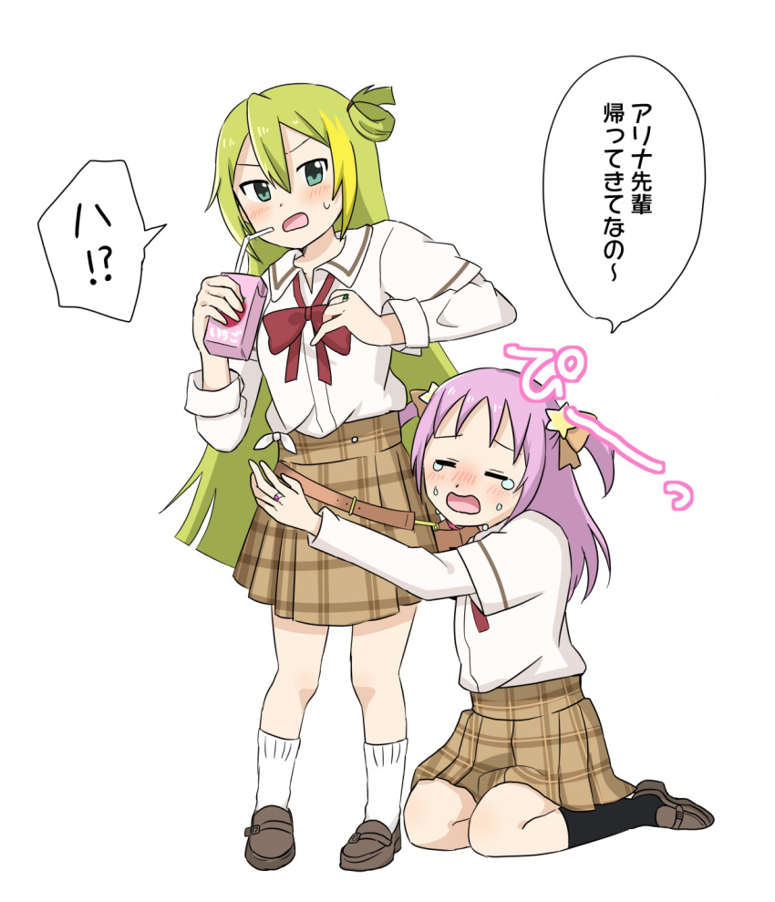 2girls, alina_gray, bangs, green_hair, highres, magia_record:_mahou_shoujo_madoka_magica_gaiden, mahou_shoujo_madoka_magica, matcha_(sdsk5275)