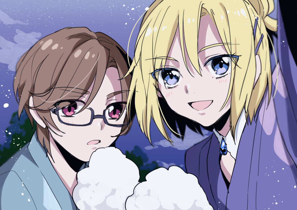 2boys, aisaki_masato, androgynous, ayumaru_(art_of_life), bishounen, blonde_hair, blue_eyes, blush