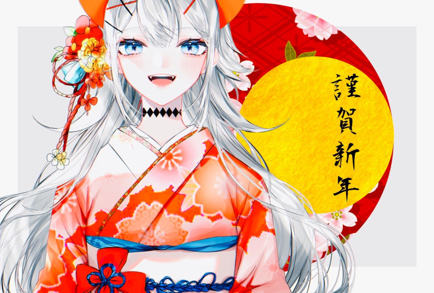 1girl, :d, alternate_costume, alternate_hair_length, alternate_hairstyle, banbiiiino0303, bangs, black_choker