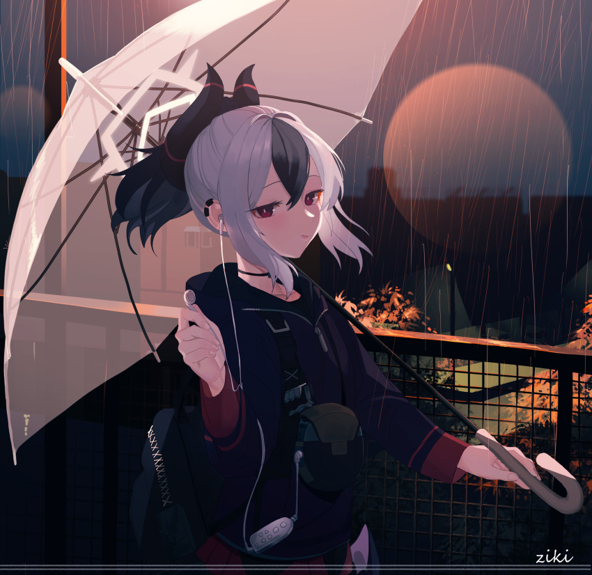 1girl, absurdres, bag, bangs, black_hoodie, blue_archive, bright_pupils, cable