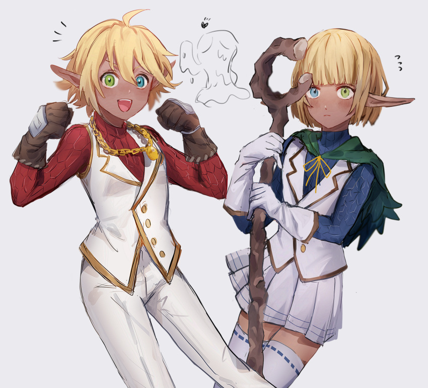 1boy, 1girl, ahoge, armor, aura_bella_fiora, bangs, blonde_hair, blue_eyes