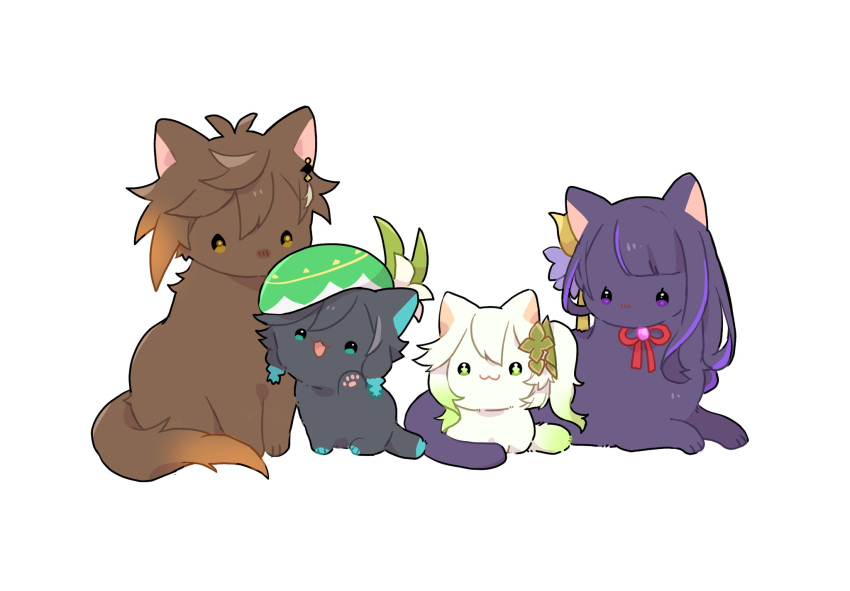 :3, animal_focus, animalization, bangs, beret, braid, cat, cecilia_flower_(genshin_impact)