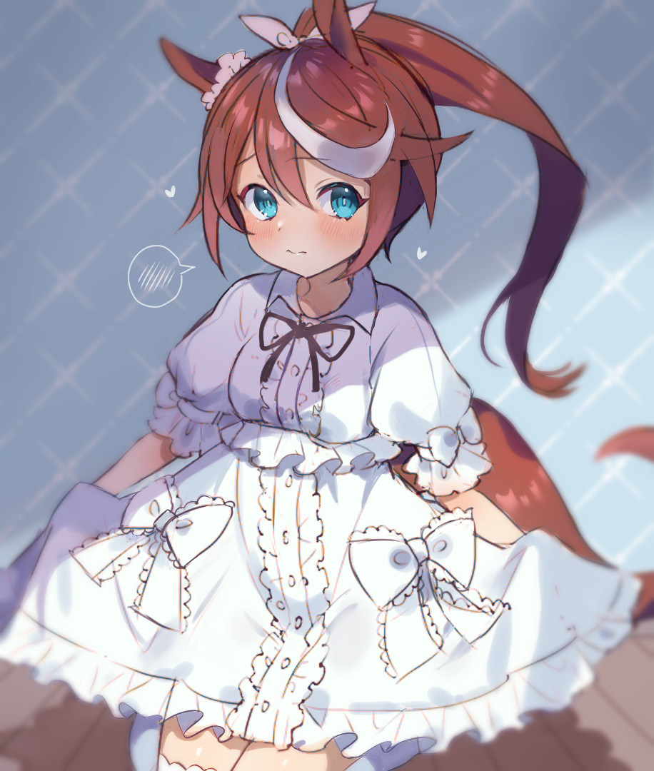 1girl, animal_ears, black_bow, black_bowtie, blue_background, blue_eyes, blush, bow