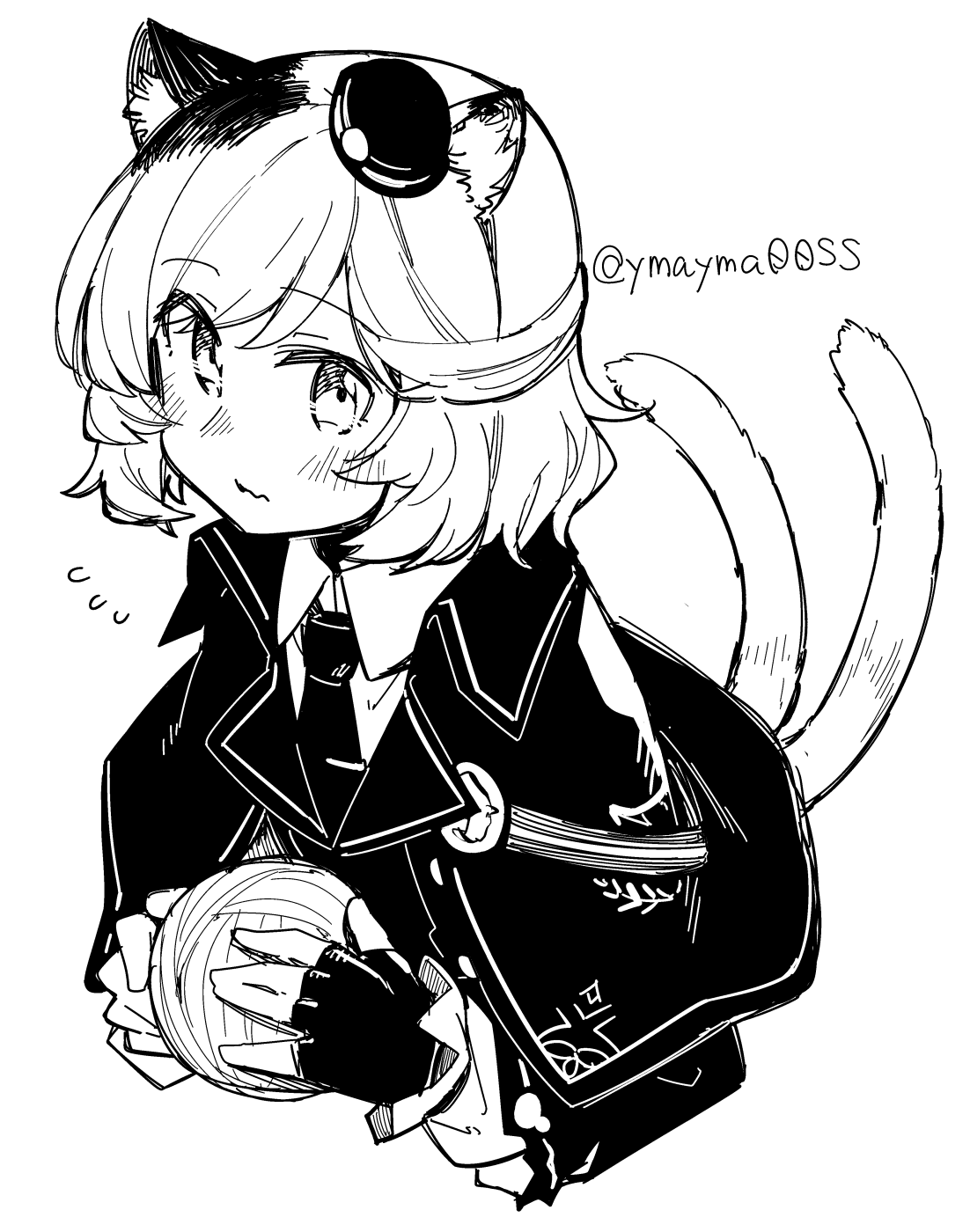 1girl, animal_ears, arknights, ball, blush, cat_ears, cat_girl, cat_tail