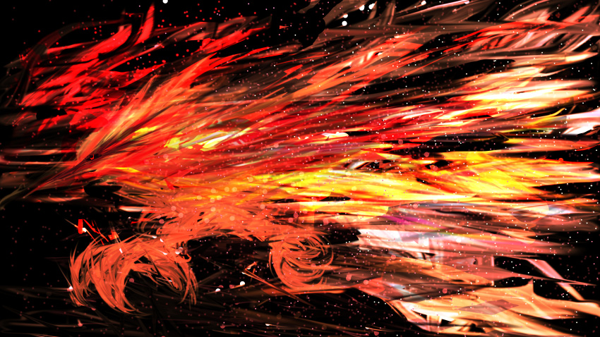 abstract, absurdres, black_background, black_sclera, closed_mouth, colored_sclera, commentary_request, fire