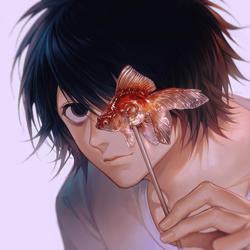 1boy, absurdres, bags_under_eyes, black_hair, blurry, candy, closed_mouth, collarbone
