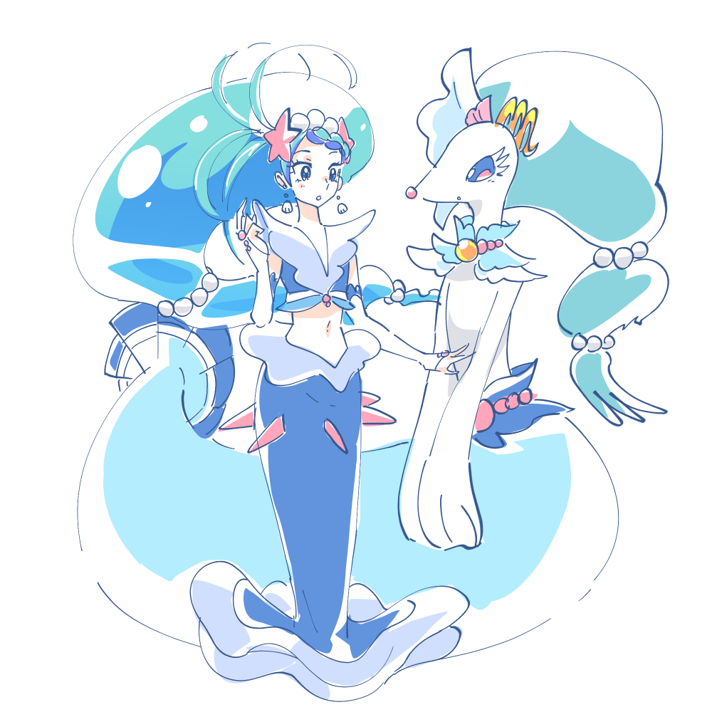 1girl, :o, blue_eyes, blue_hair, cosplay, costume_switch, cure_mermaid, cure_mermaid_(cosplay)