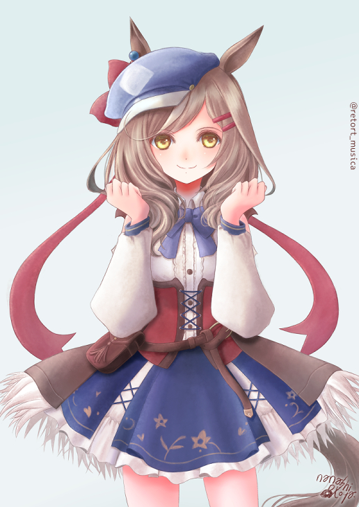 1girl, bag, bangs, blush, bow, bowtie, cabbie_hat, clenched_hands