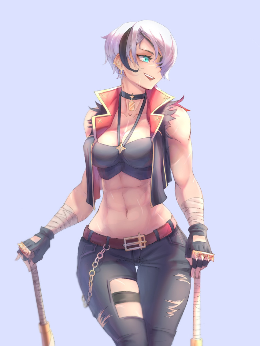 +_+, adventurequest_worlds, artix_entertainment, bandaged_arm, bandages, baseball_bat, black_gloves, black_jacket