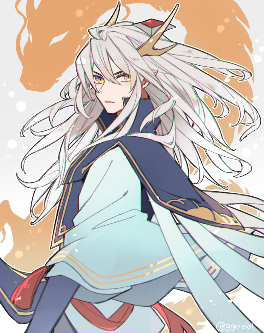 clothes_around_waist, dragon, enduring_sword_talon, gem, ggcielol, horns, league_of_legends, long_hair