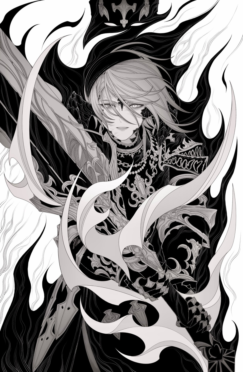1boy, 1girl, 7nite, armor, au_ra, avatar_(ff14), breastplate, clawed_gauntlets