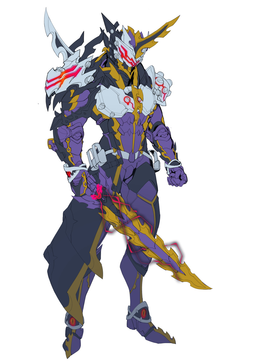 1boy, absurdres, ankokuken_kurayami, armor, asymmetrical_armor, breastplate, breasts, catball1994