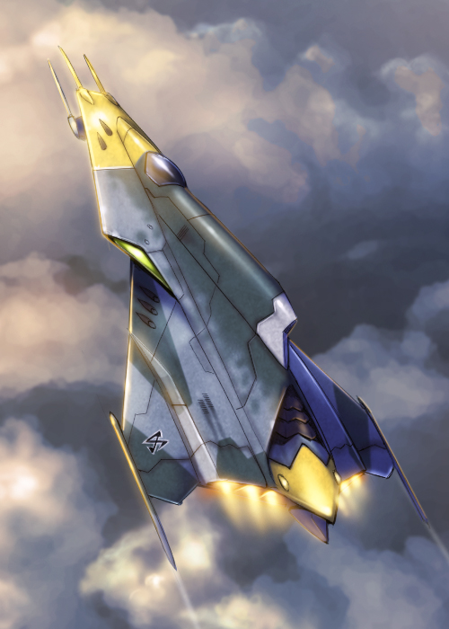 afterburner, aircraft, airplane, alien, character_request, clouds, commentary_request, contrail