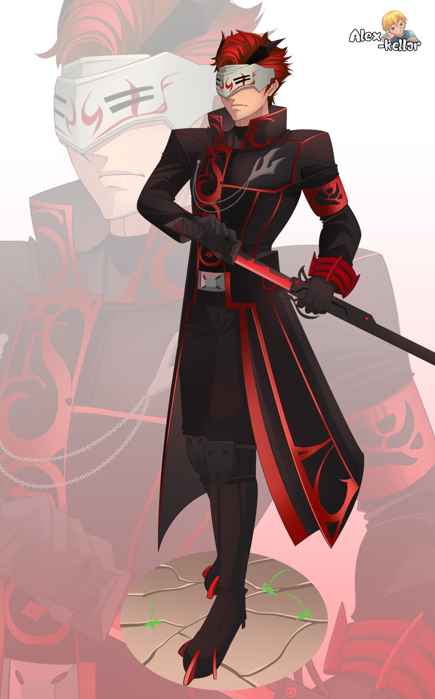 1boy, absurdres, adam_taurus, alex_kellar, belt, black_pants, capelet, chokutou