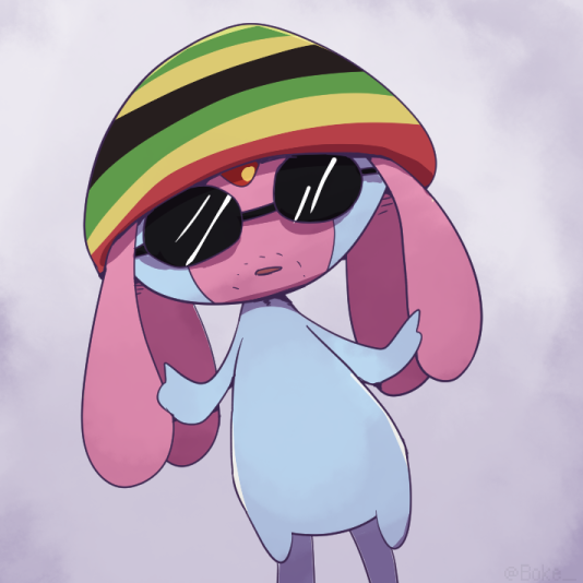1other, artist_name, beanie, blue_skin, boke-chan, colored_skin, commentary_request, facial_hair