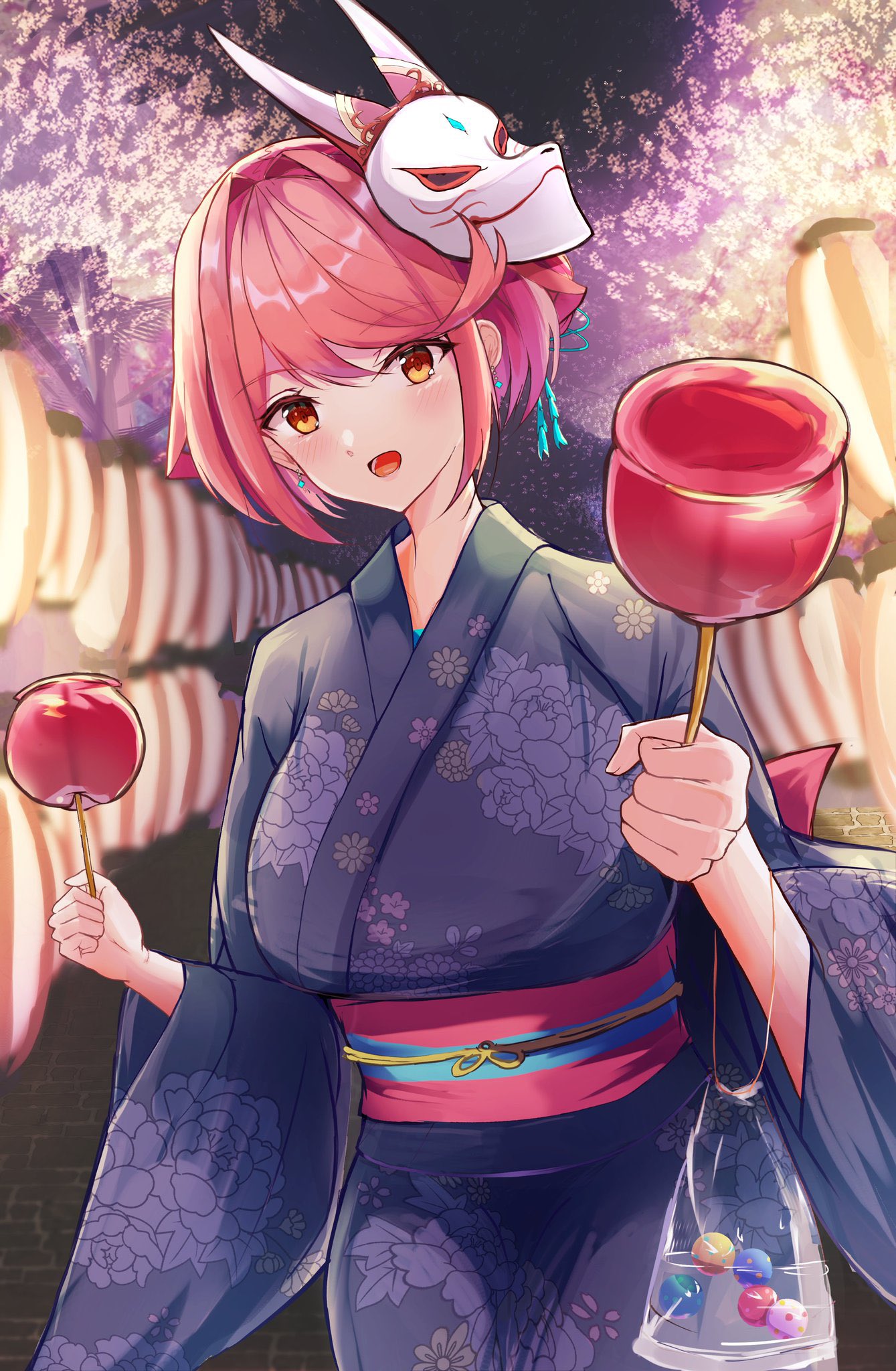 alternate_costume, bangs, breasts, chest_jewel, highres, japanese_clothes, karuushi, kimono