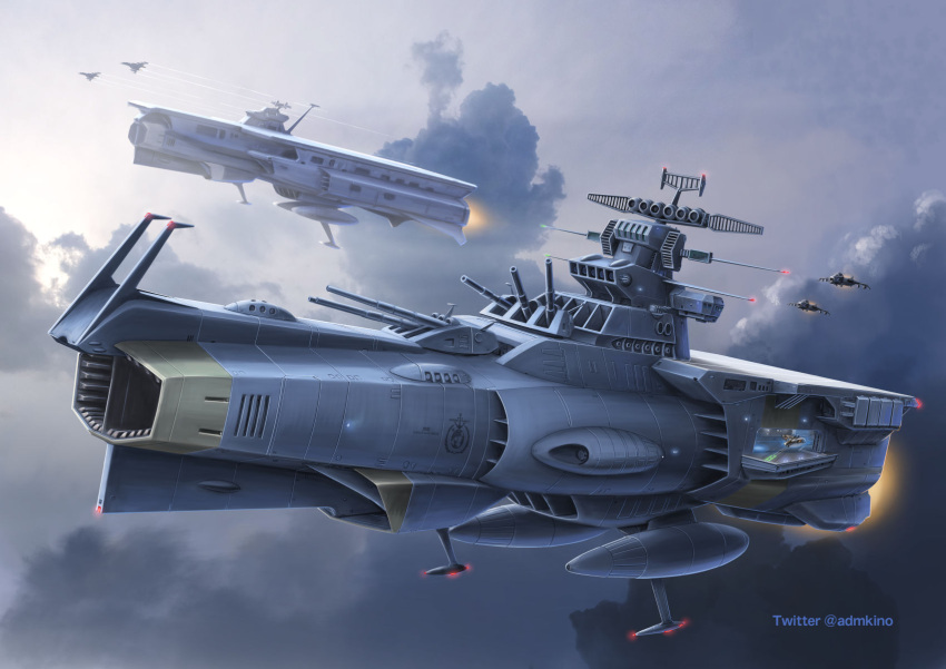 battle, clouds, commentary_request, cosmo_falcon, earth_(planet), energy_cannon, fleet, flying