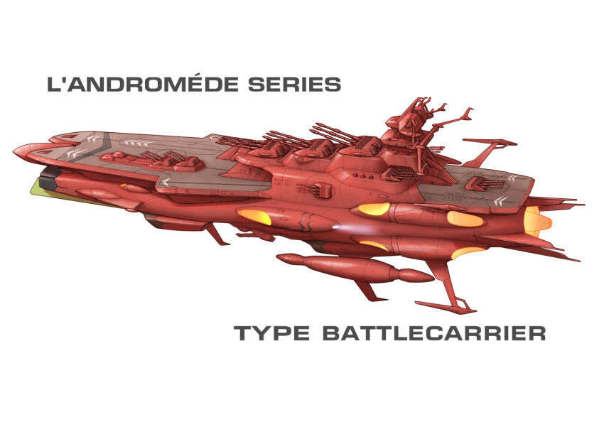 alien, andromeda_(uchuu_senkan_yamato), captured, carrier, character_name, commentary_request, energy_cannon, french_text