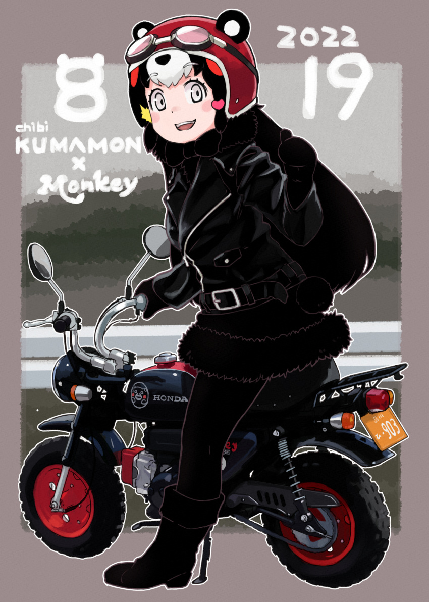 1girl, absurdres, alternate_costume, bear_girl, bear_tail, black_bow, black_bowtie, black_footwear